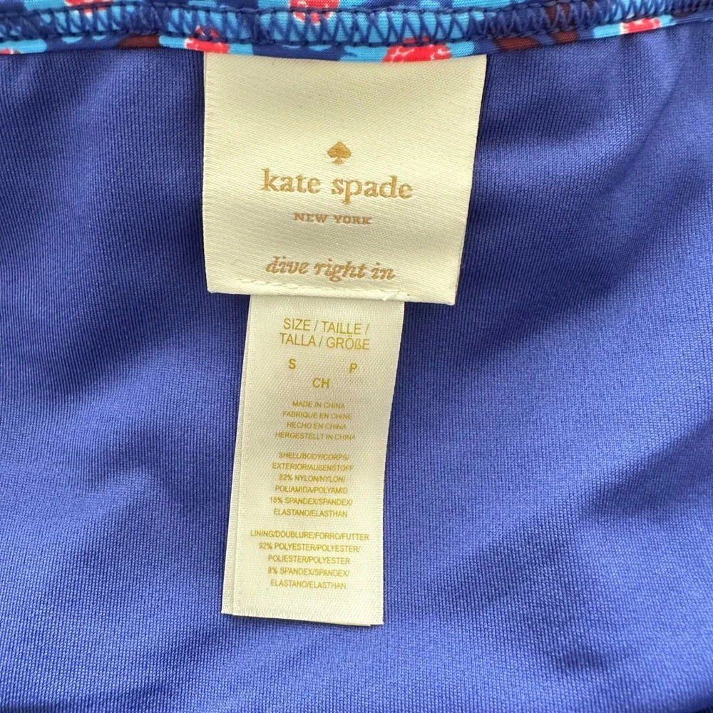 Kate Spade New York Dive Right In Ruffle‎ Bikini Bottom Cobalt Blue Floral Small